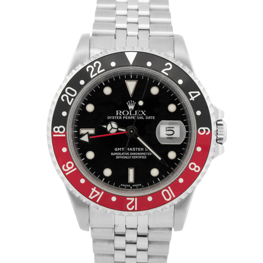 Rolex GMT-Master II 40mm Coke Red Black Stainless Steel Jubilee Date 16710 Watch