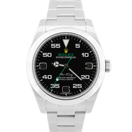 MINT PAPERS Rolex Air-King 40mm Green Black Steel Arabic 116900 Watch BOX