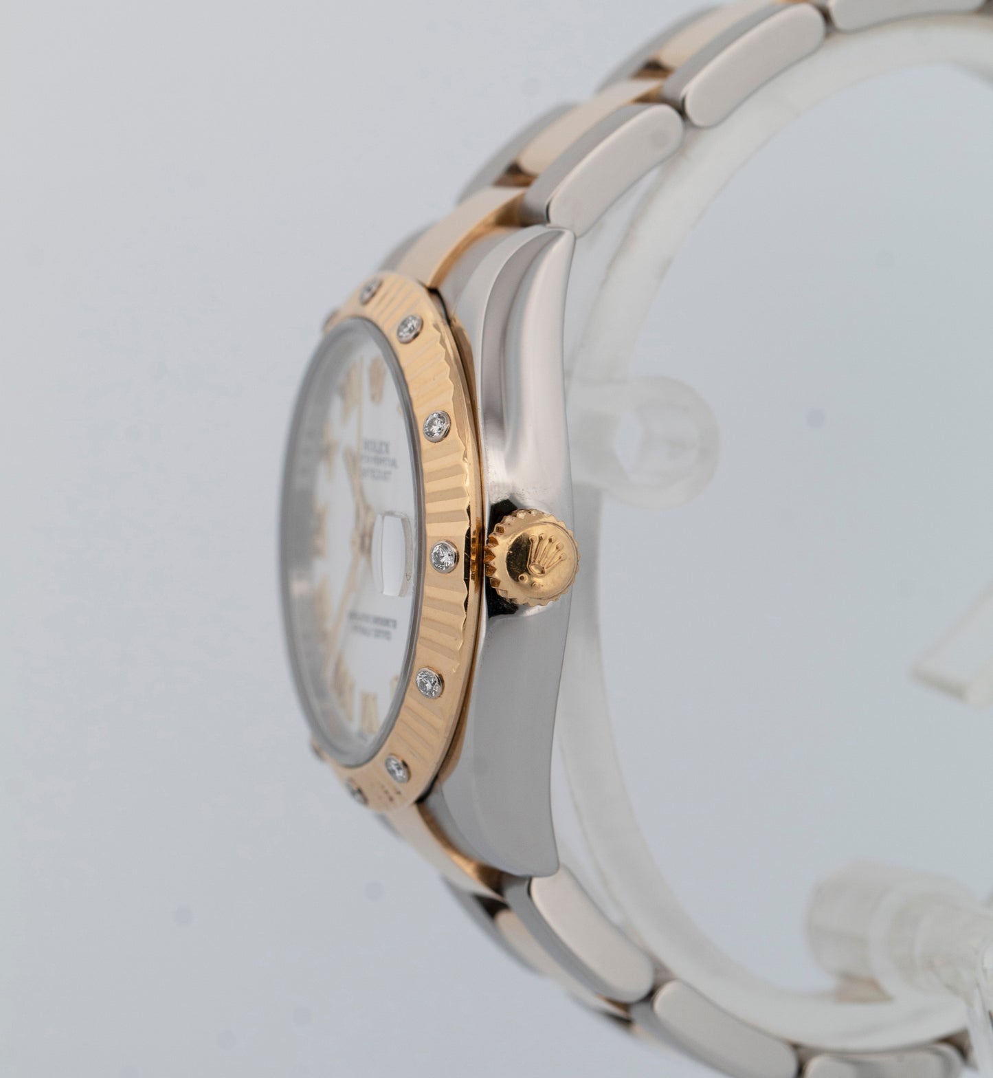 Rolex DateJust Mid-Size 31mm White Roman DIAMOND Two-Tone 18K Gold Watch 178313