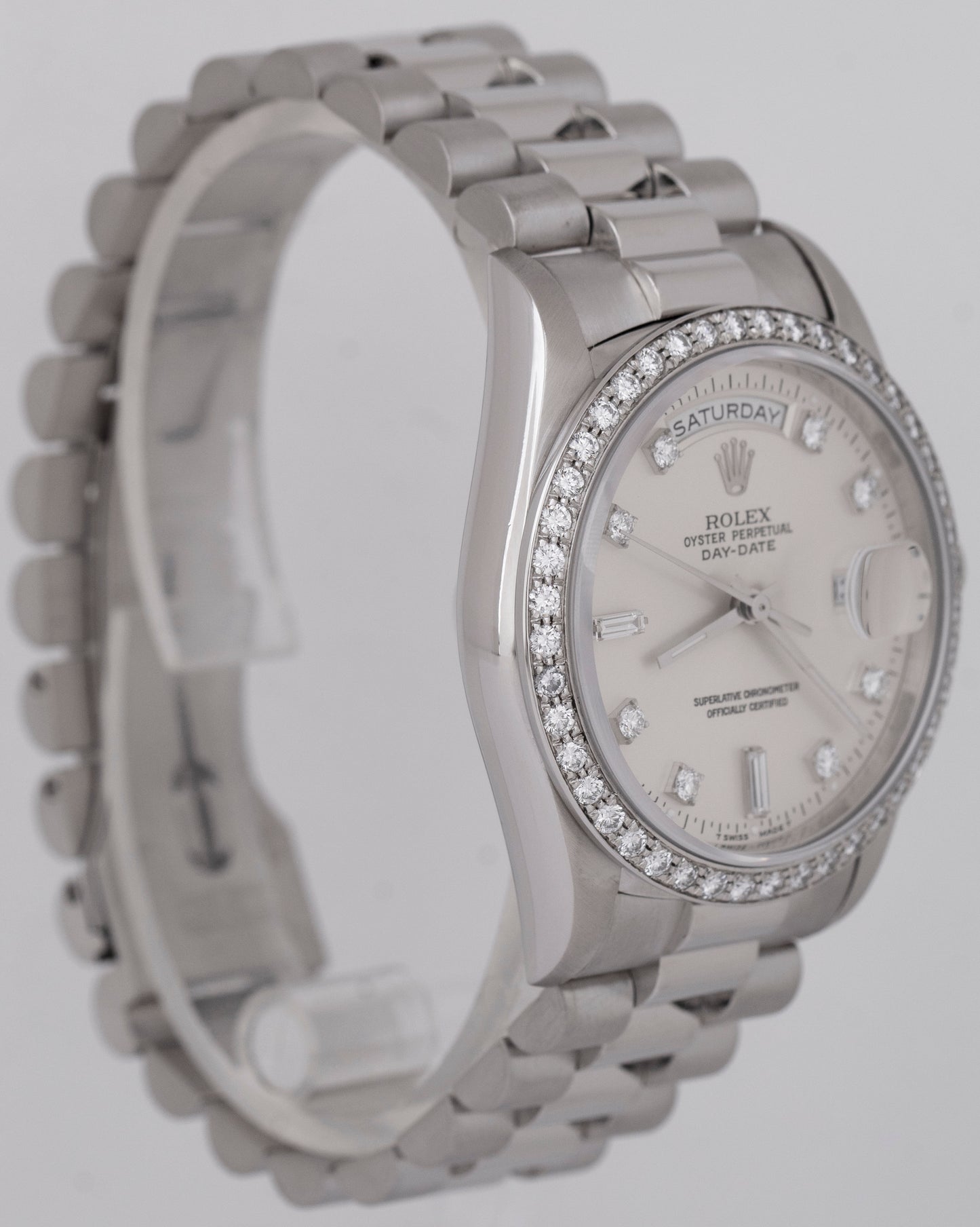 MINT Rolex Day-Date President FACTORY DIAMOND 36mm 950 Platinum Watch 18346