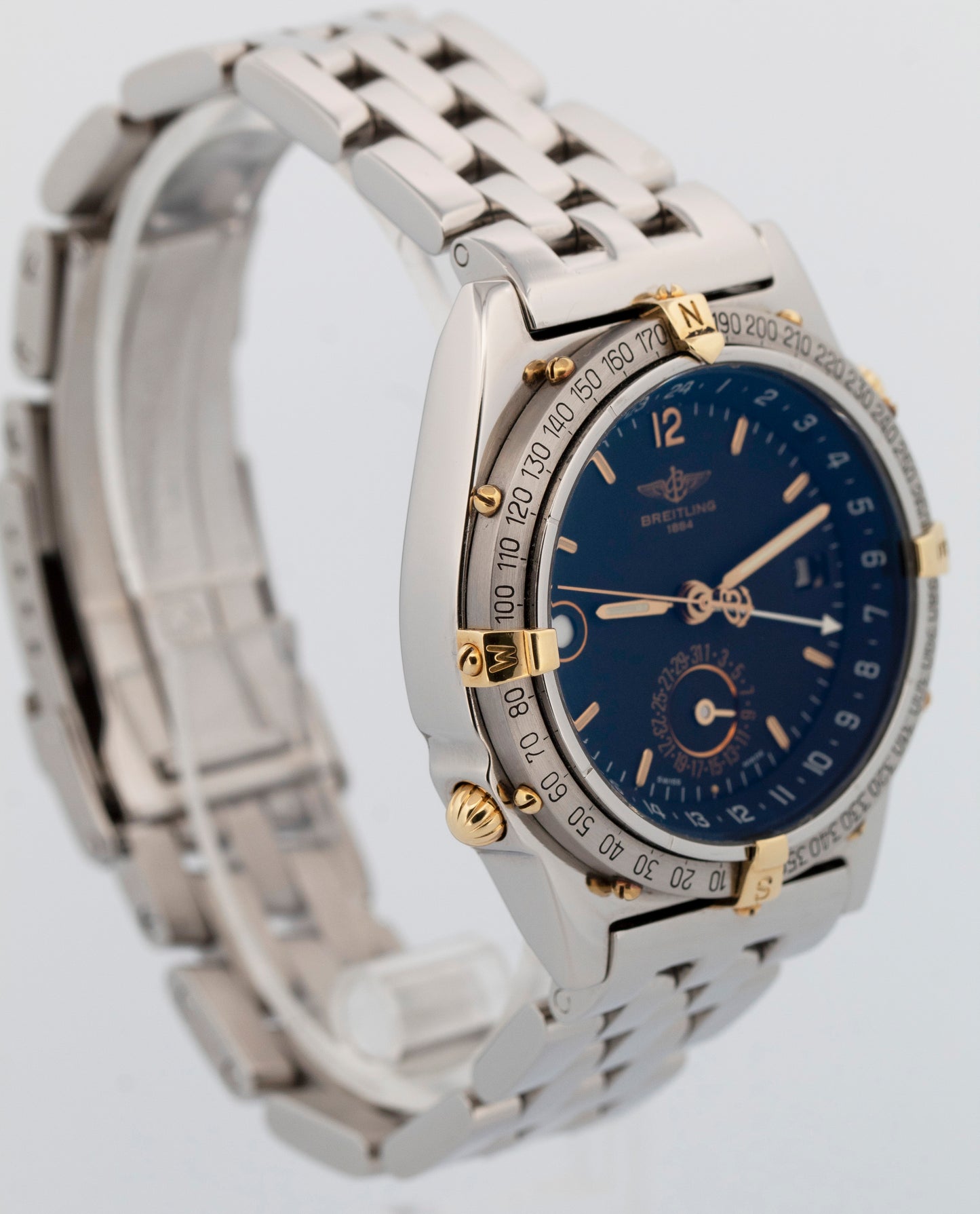 Breitling Windrider Duograph BLACK Two-Tone Gold Steel 38mm B15047 Watch