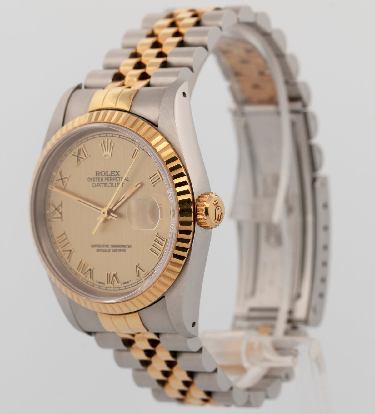 1993 Rolex DateJust 16233 Champagne Two-Tone Yellow Gold 36mm Watch Box Papers