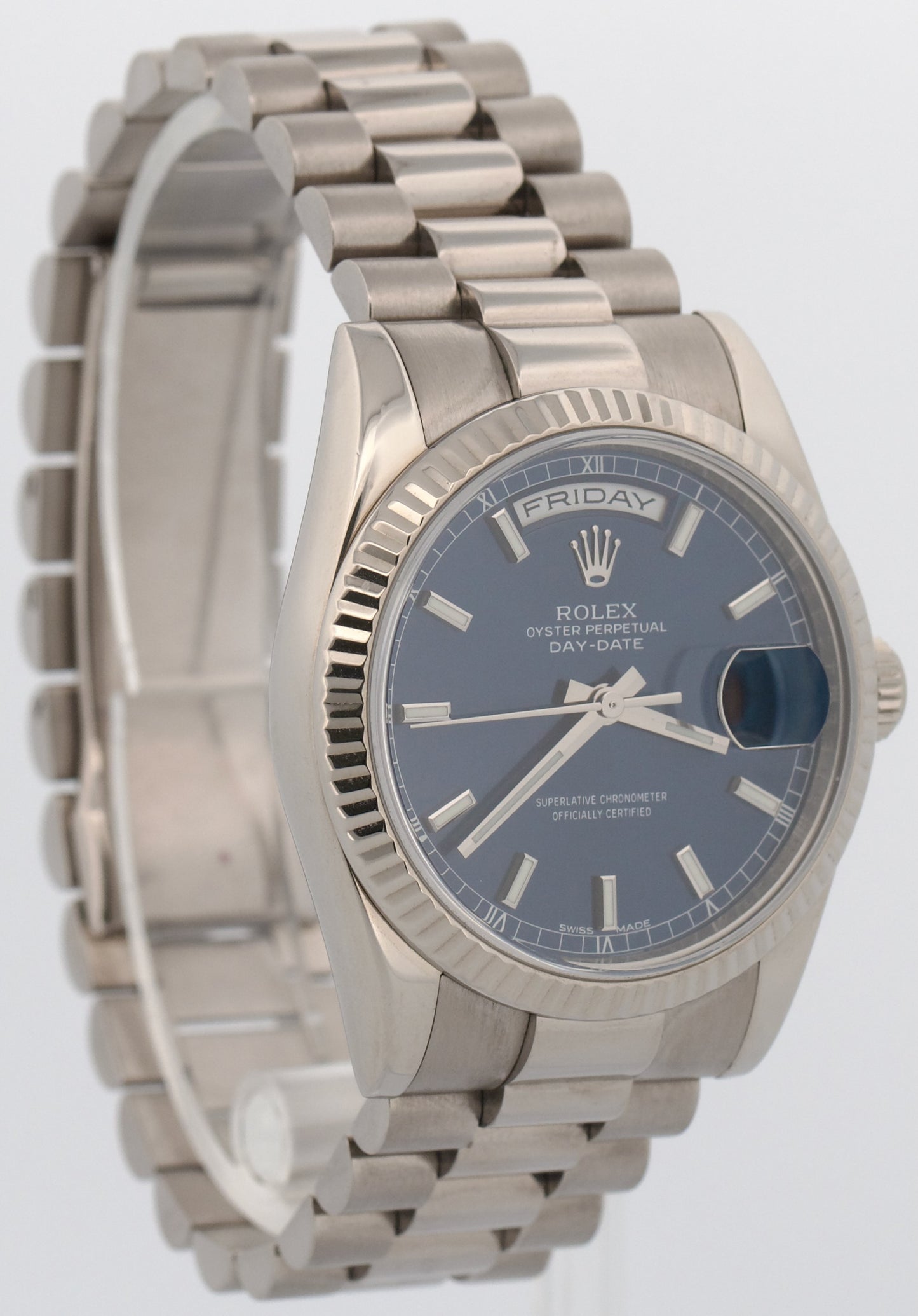 2020 RSC Rolex Day-Date President 36mm BLUE 18K White Gold 118239 Watch BOX