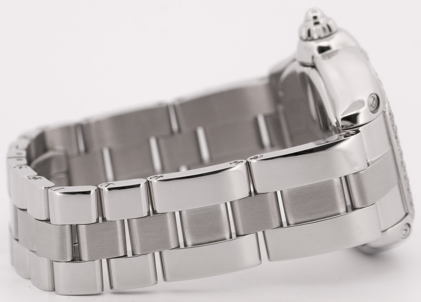 MINT Ladies Cartier Roadster SILVER Roman 2675 31mm Quartz Stainless Steel Watch