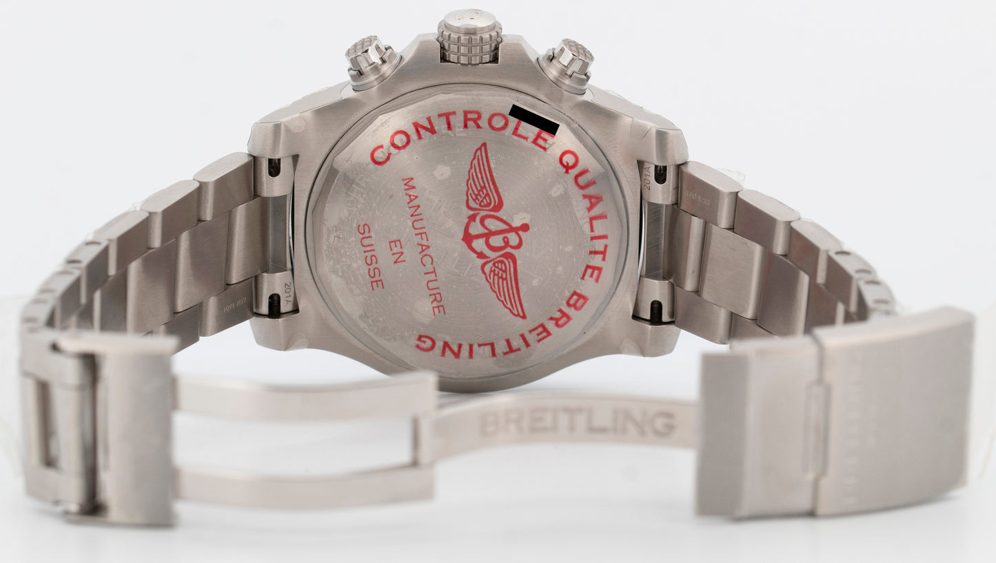 NEW PAPERS Breitling Avenger Chronograph 45 BLACK Steel 45mm A13317 Watch BOX