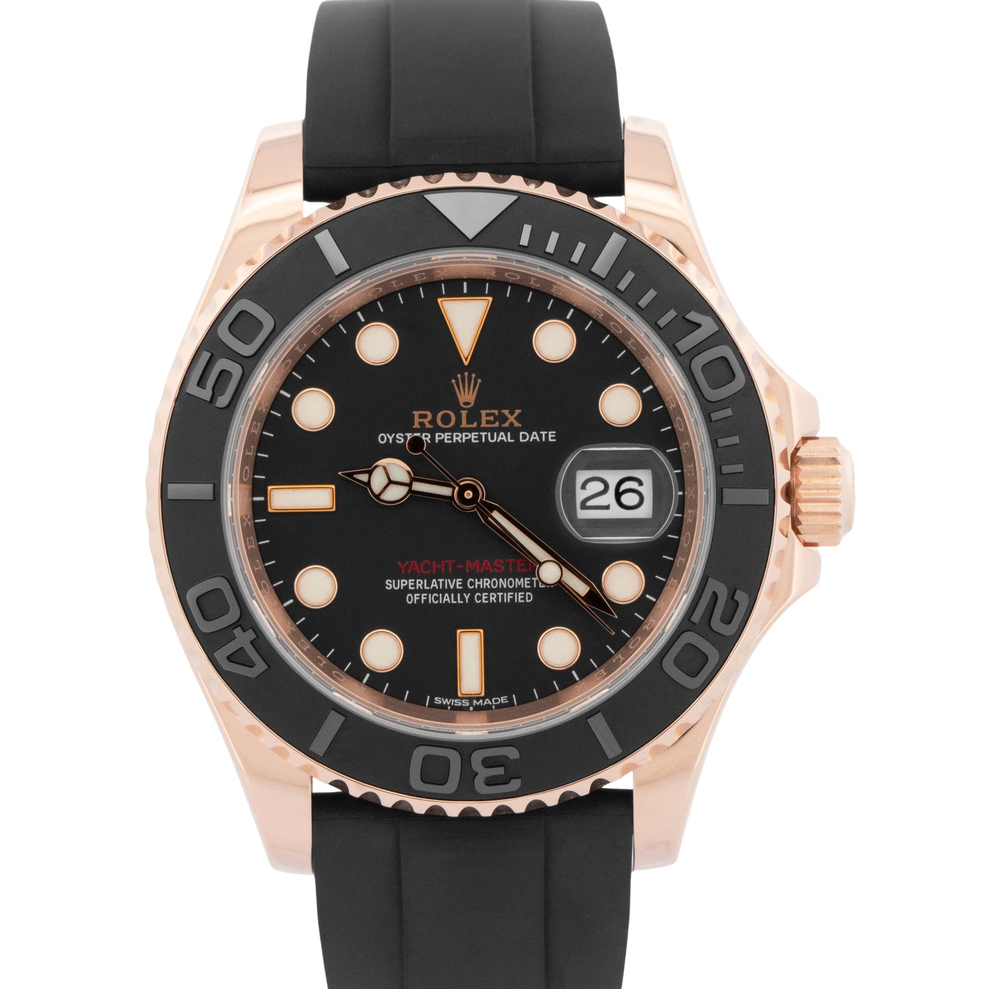 Rolex Yacht-Master BLACK Rose Gold Oysterflex Rubber Ceramic 40mm Watch 116655