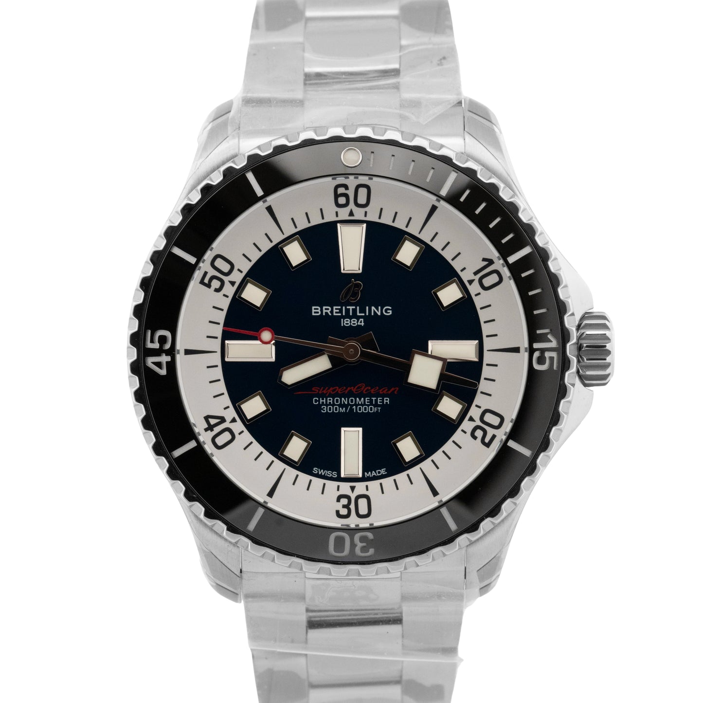 NEW PAPERS Breitling SuperOcean BLACK Stainless Steel 44mm A17376 Watch BOX