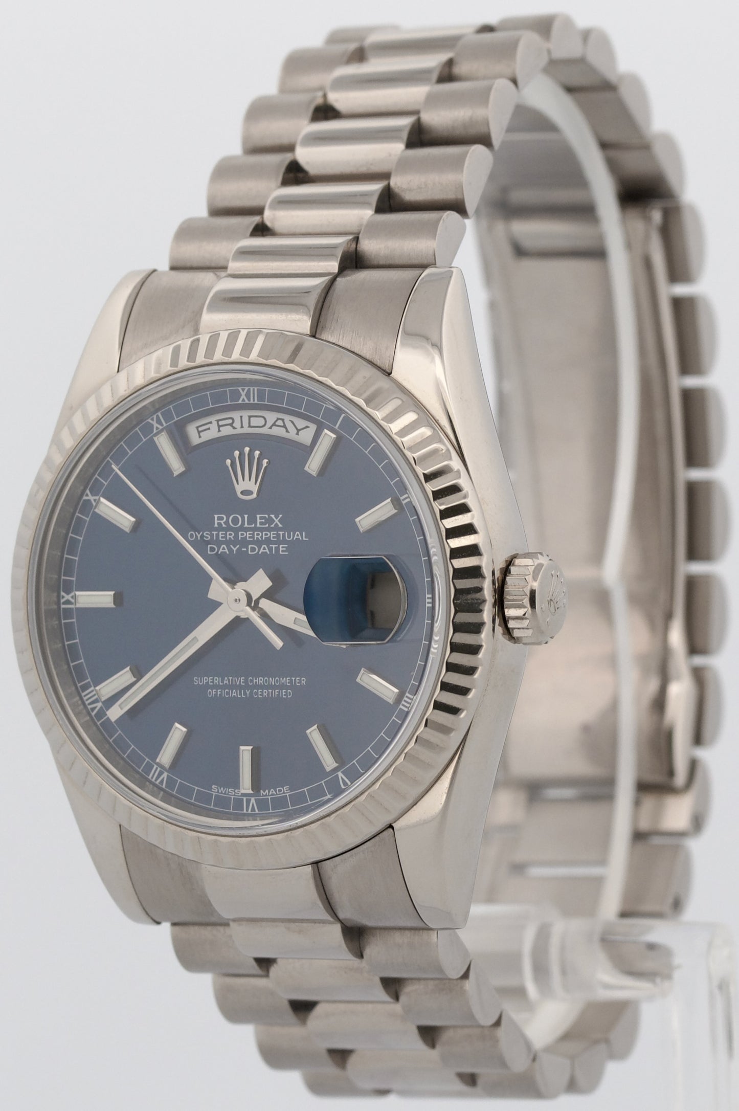 2020 RSC Rolex Day-Date President 36mm BLUE 18K White Gold 118239 Watch BOX