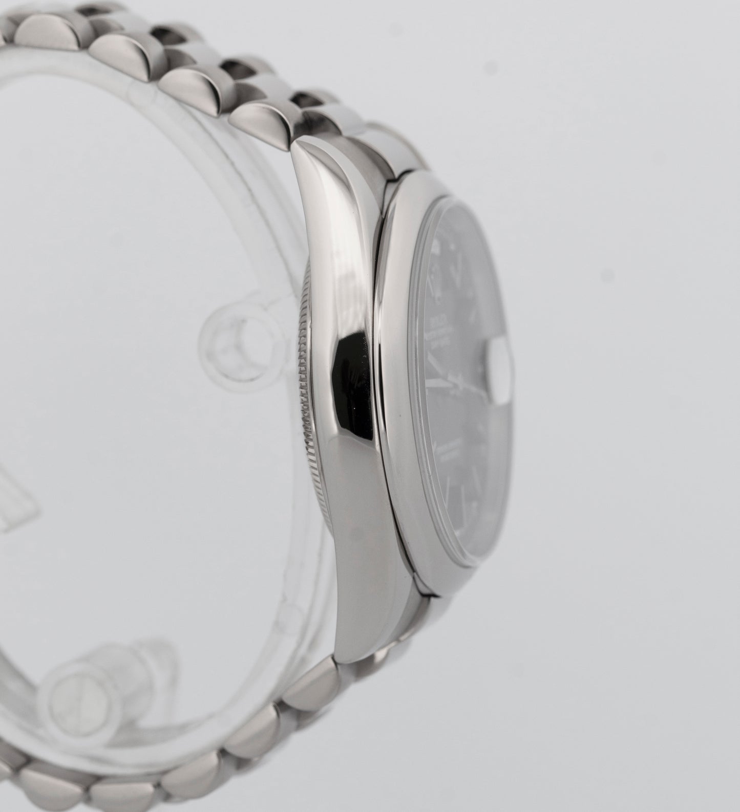 Rolex Day-Date President Black 36mm 18k White Gold Smooth Bezel Watch 118209