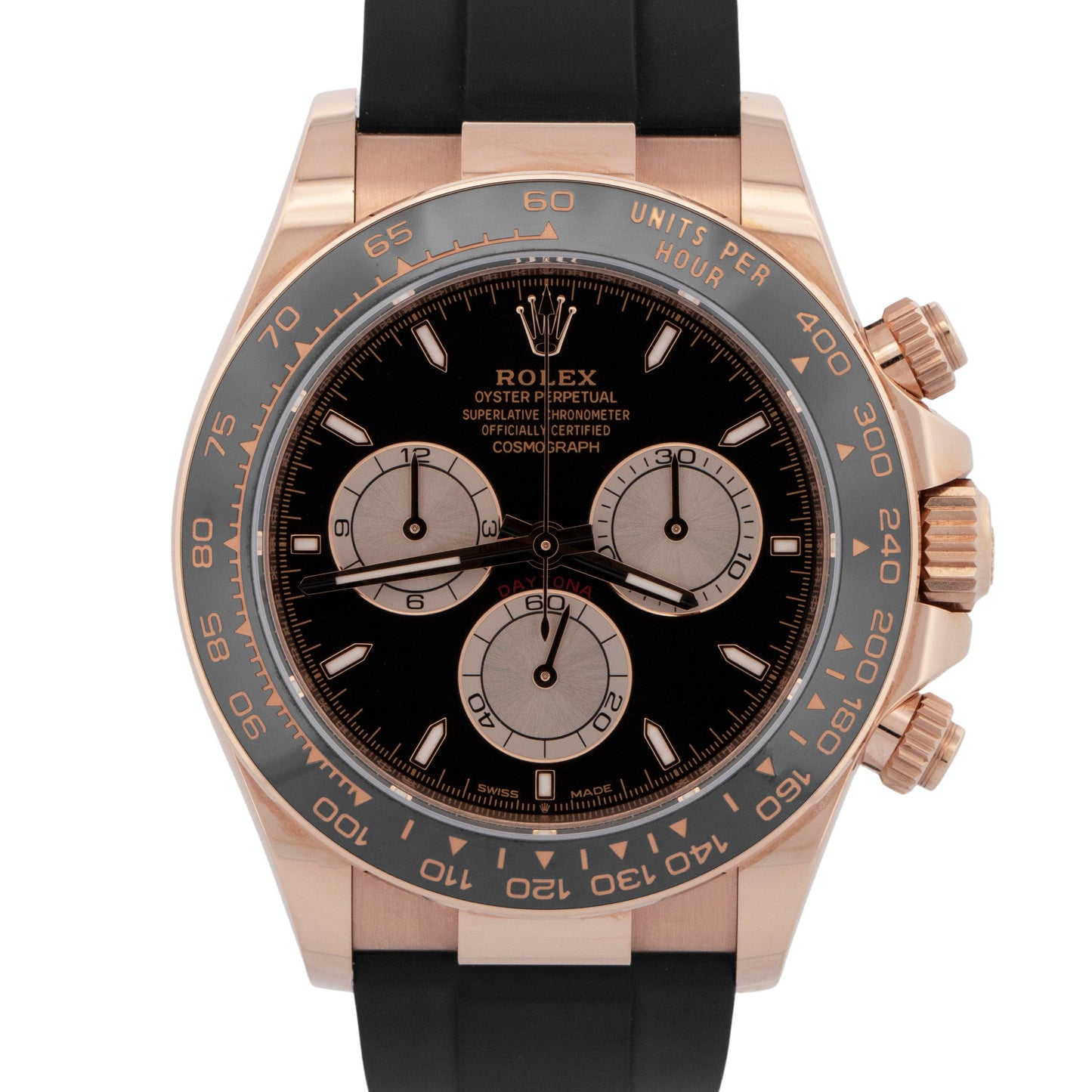 2025 PAPERS Rolex Daytona 18K Rose Gold Black SUNDUST Oysterflex 126515 LN BOX
