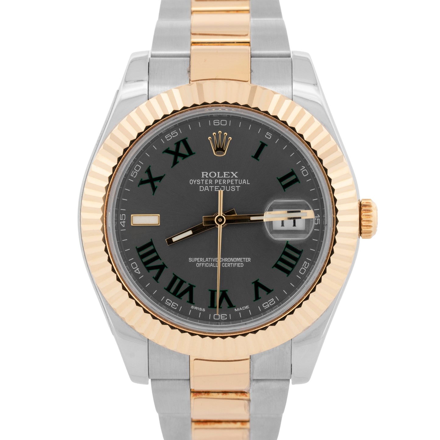 2015 Rolex DateJust II 116333 Wimbledon Two-Tone Gold 41mm Watch Box Papers