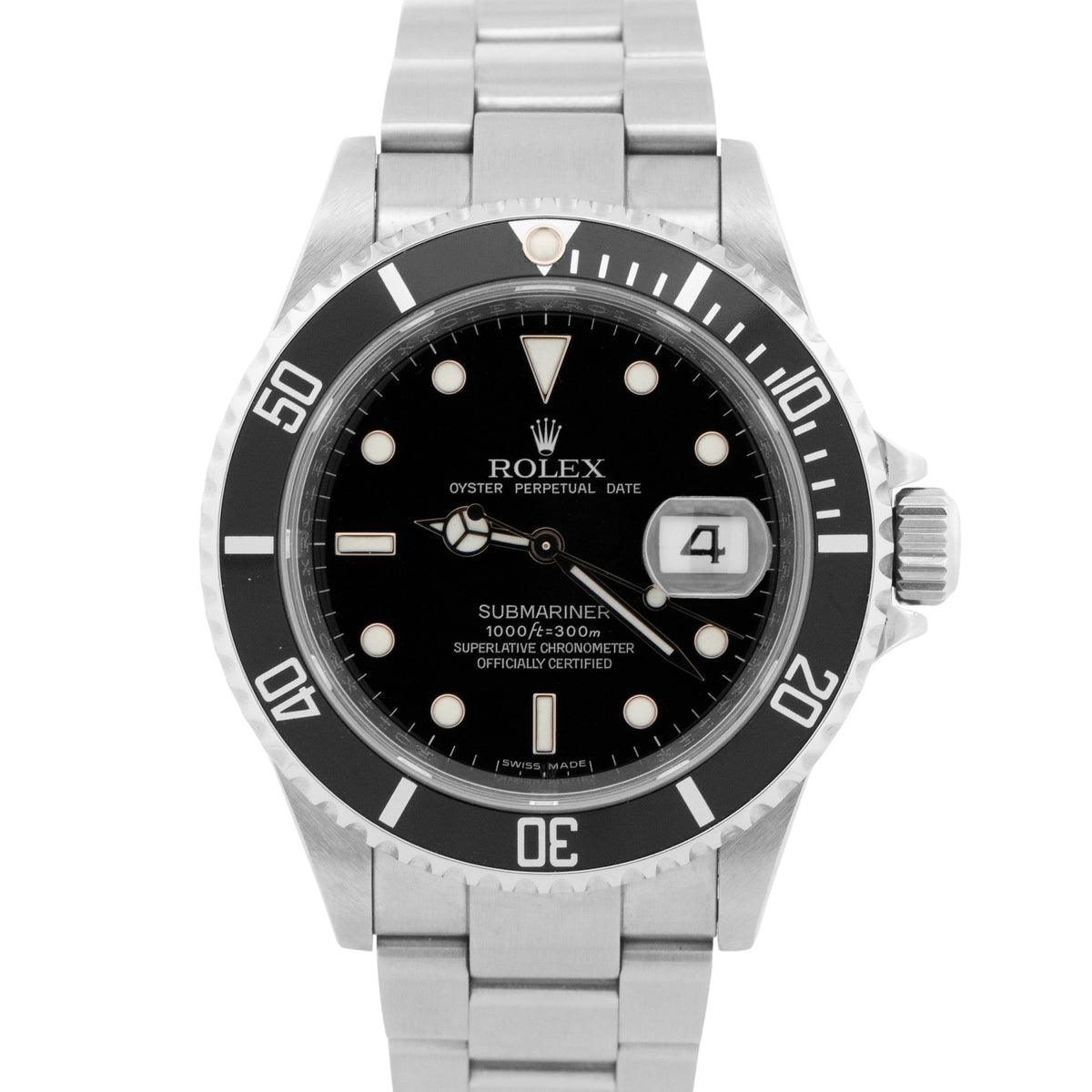 Rolex Submariner Date 16610 Black Rehaut Stainless Steel 40mm Oyster Watch Box
