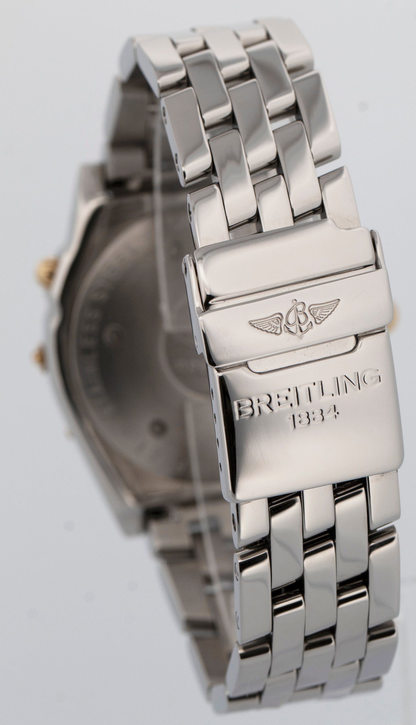 Breitling Windrider Duograph BLACK Two-Tone Gold Steel 38mm B15047 Watch