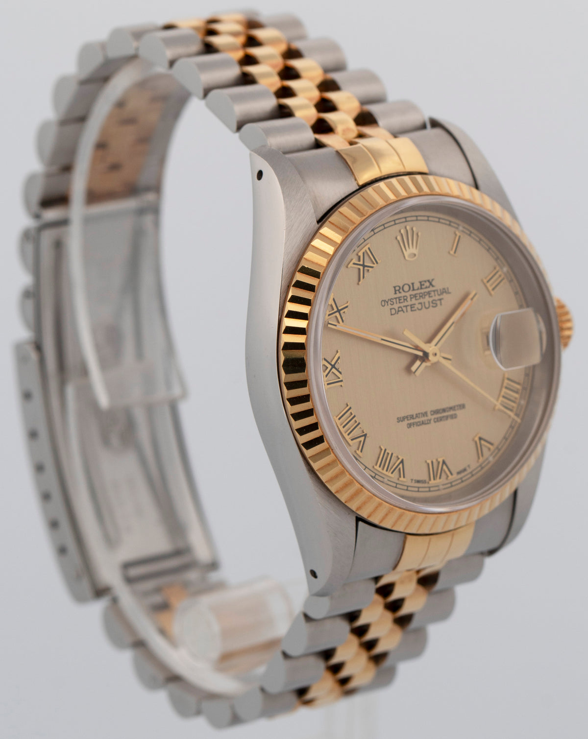 1993 Rolex DateJust 16233 Champagne Two-Tone Yellow Gold 36mm Watch Box Papers