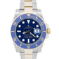 Rolex Submariner Date 18K Yellow Gold Steel BLUE Ceramic 40mm 116613 LB Watch