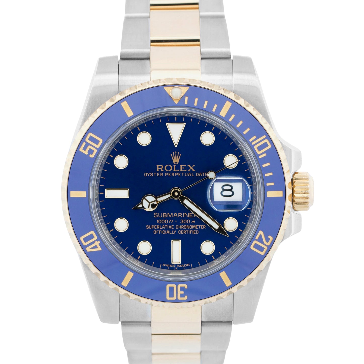 Rolex Submariner Date 18K Yellow Gold Steel BLUE Ceramic 40mm 116613 LB Watch