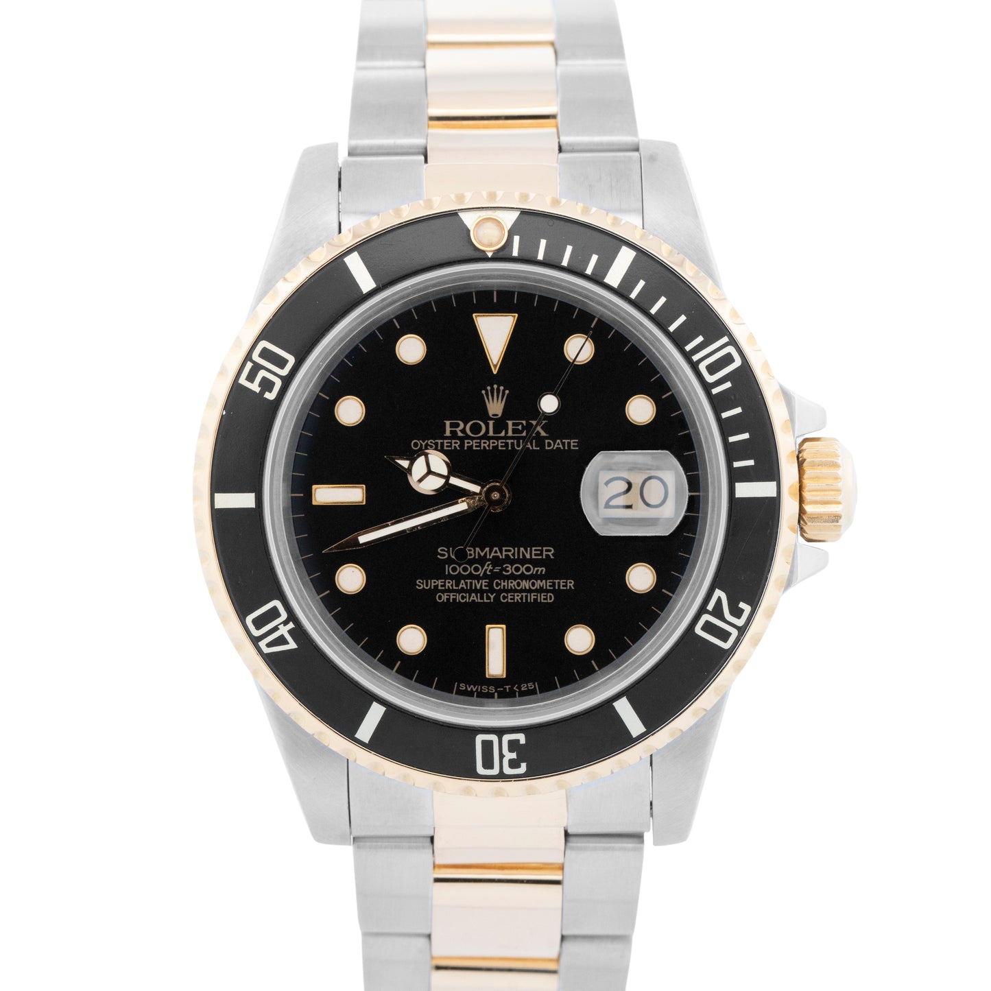 Rolex Submariner Date 18K Yellow Gold Black Stainless Steel 40mm 16803 Watch