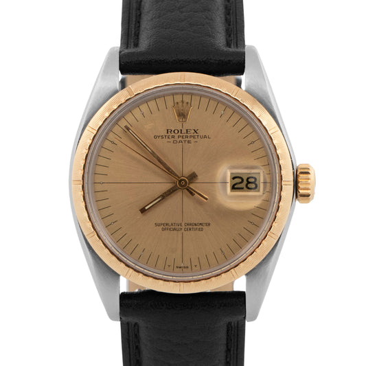 Rolex Oyster Perpetual Date Zephyr CHAMPAGNE Two-Tone Gold Steel 34mm 1512 Watch