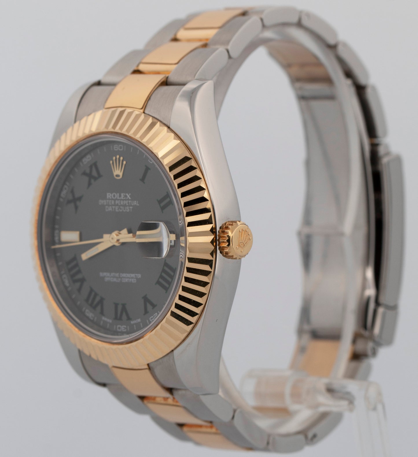 2015 Rolex DateJust II 116333 Wimbledon Two-Tone Gold 41mm Watch Box Papers