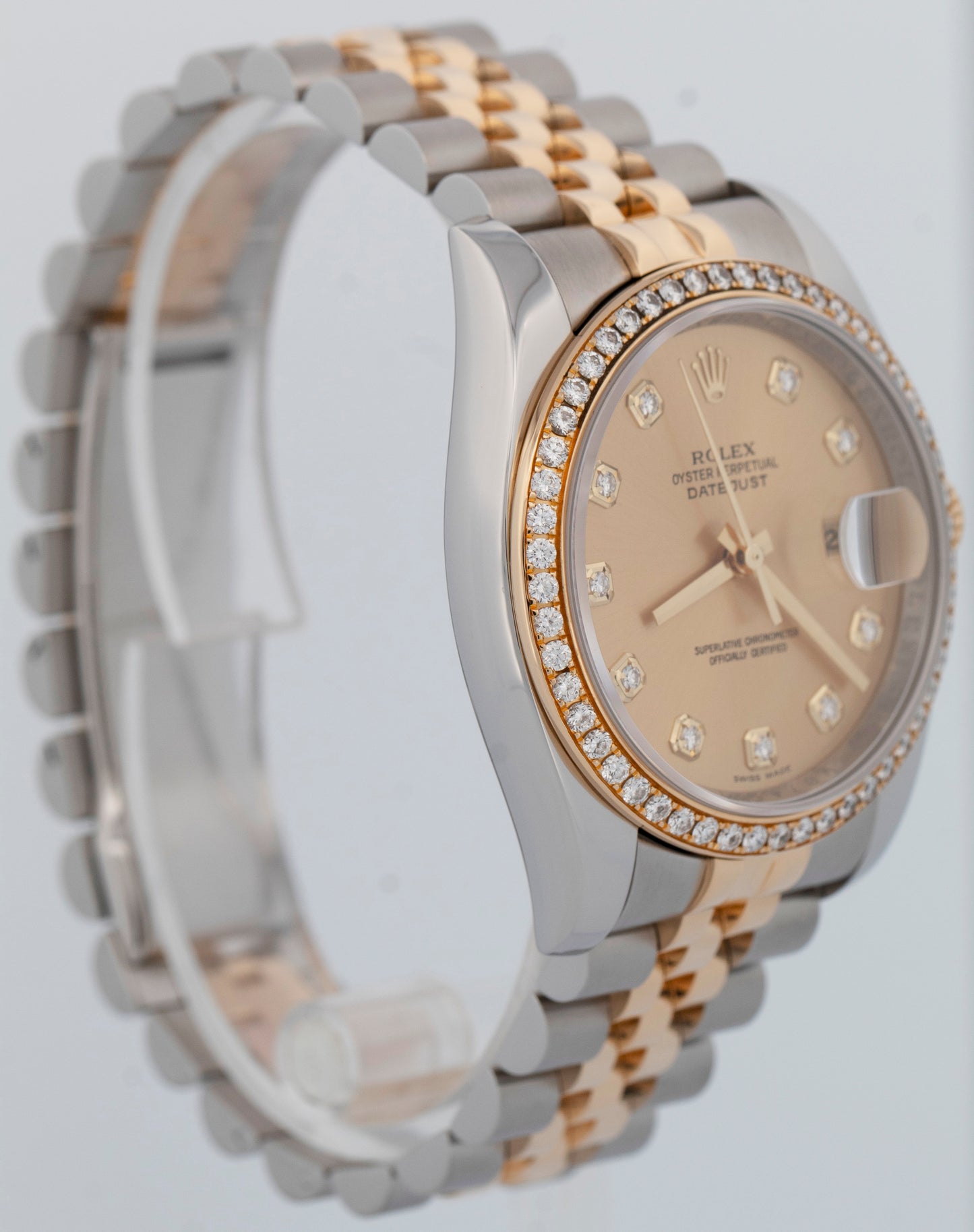 MINT PAPERS Rolex DateJust 36mm Champagne DIAMOND Two-Tone Gold Watch 116243 BOX
