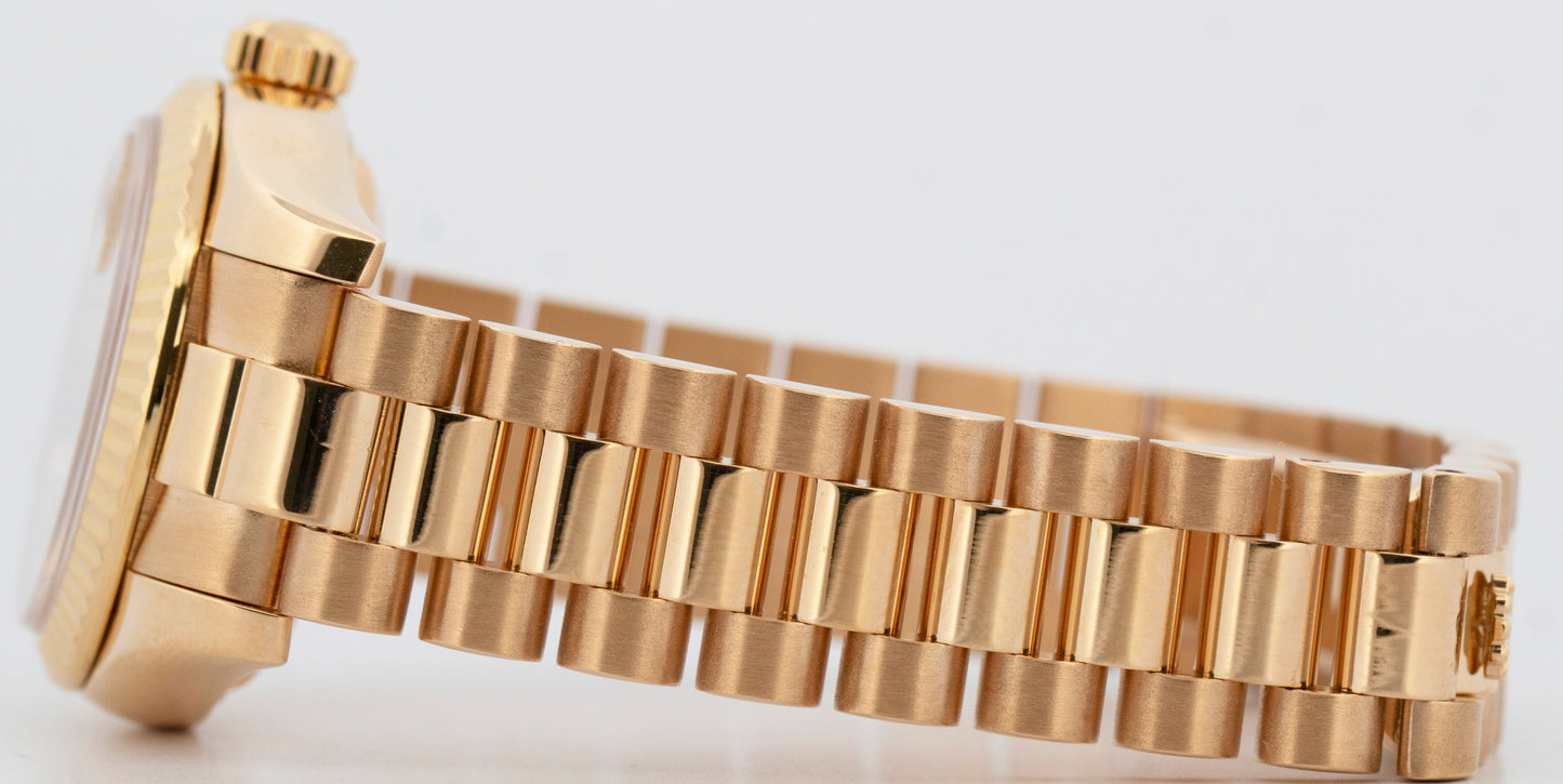 Ladies Rolex DateJust President 26mm Silver 18K Yellow Gold 179178 Watch