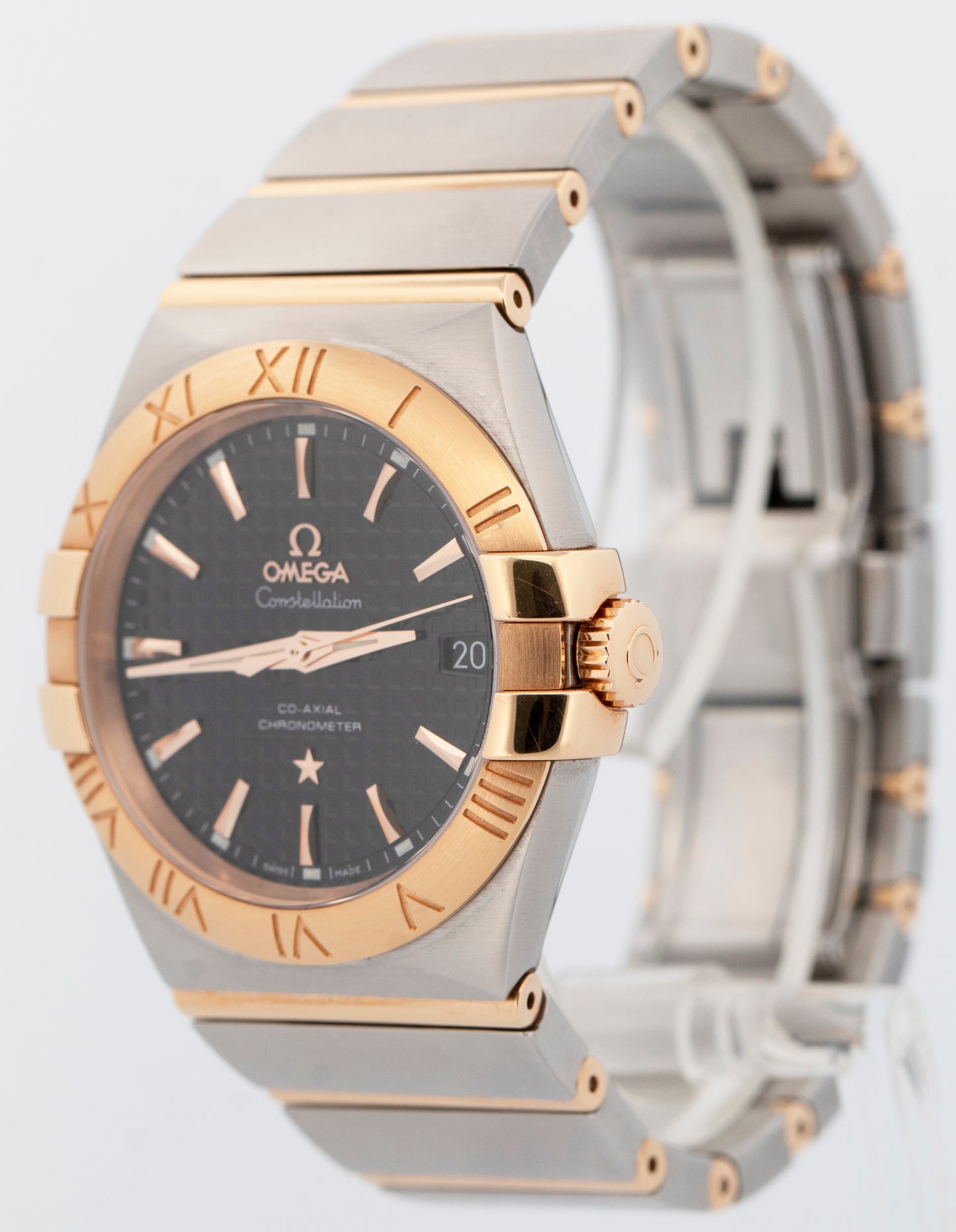 Omega Constellation BLACK Rose Gold Two-Tone 35mm 123.20.35.20.01.001 Watch BOX
