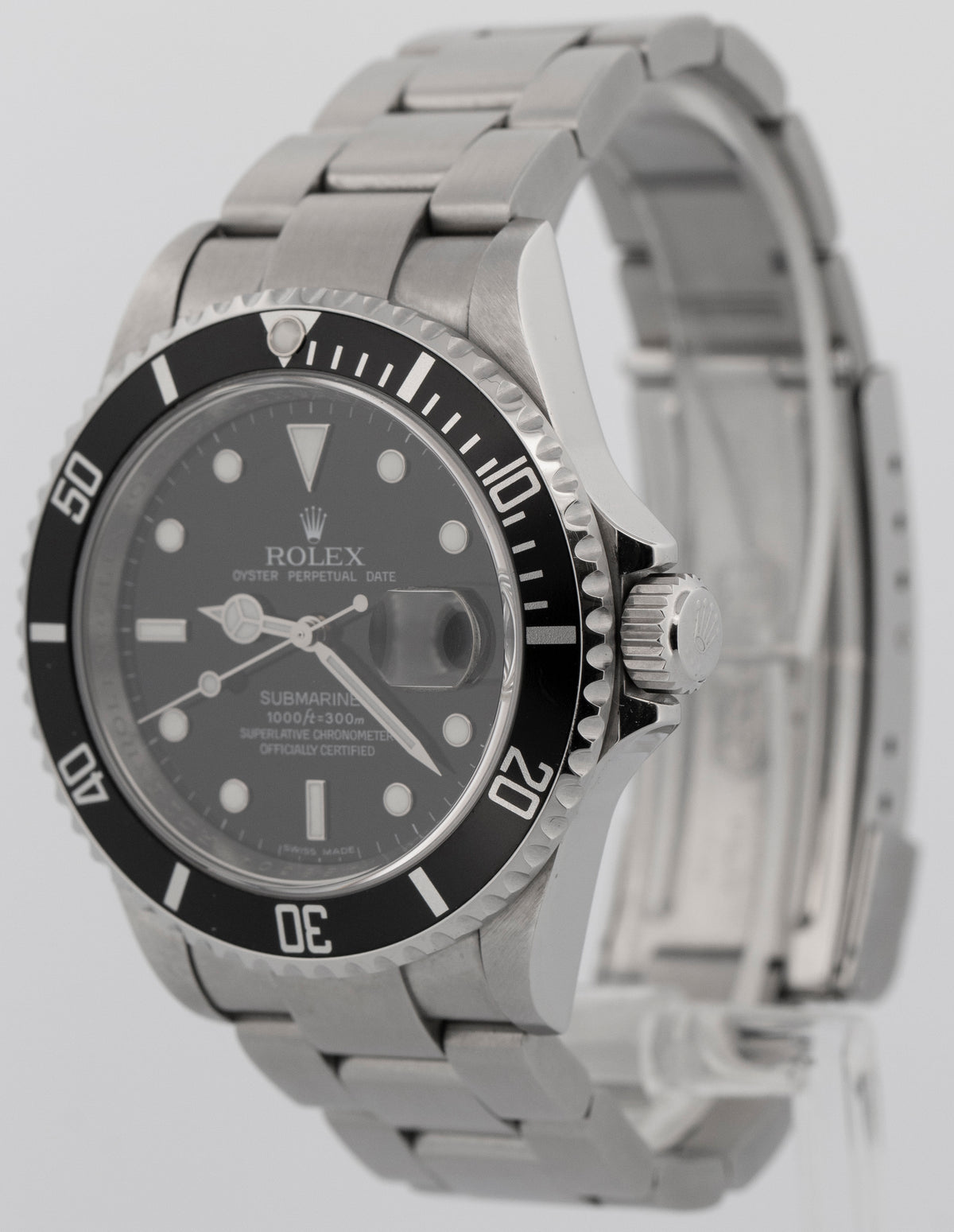 Rolex Submariner Date 16610 Black Rehaut Stainless Steel 40mm Oyster Watch Box