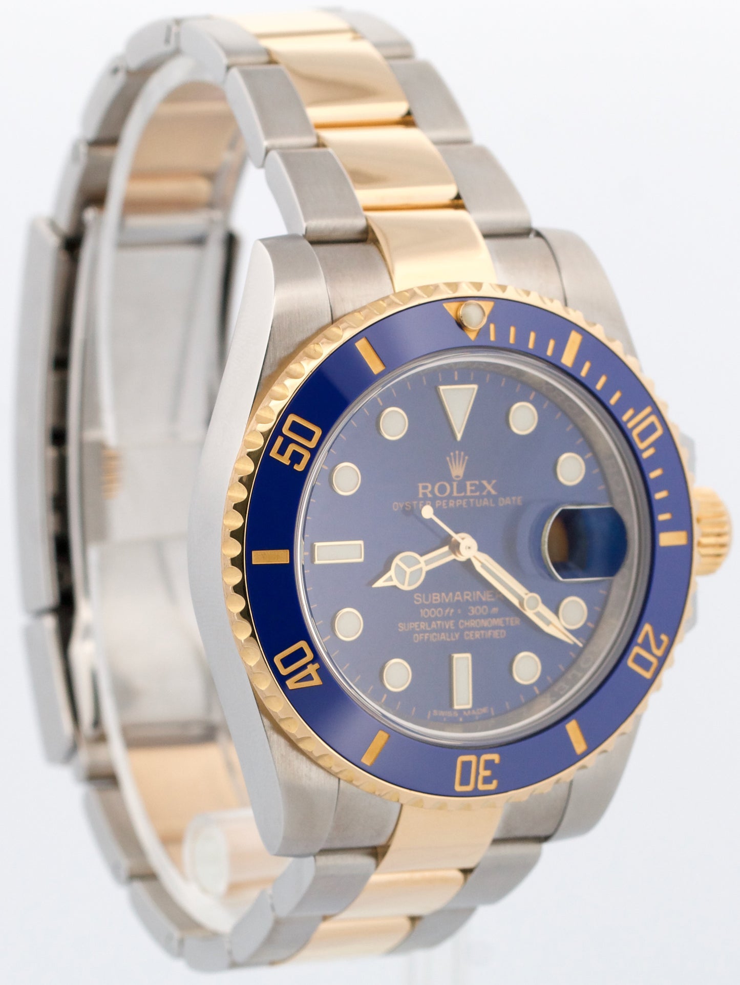 Rolex Submariner Date 18K Yellow Gold Steel BLUE Ceramic 40mm 116613 LB Watch