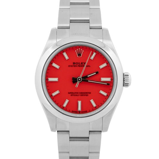 2021 PAPERS Rolex Oyster Perpetual CORAL RED Steel 31mm 277200 Watch BOX