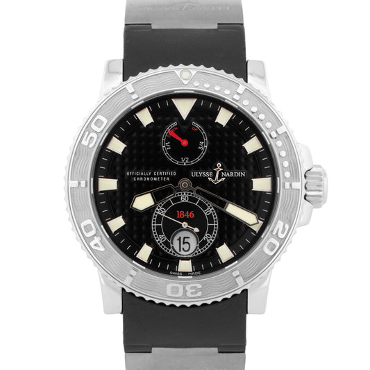 PAPERS Ulysse Nardin Maxi Marine Diver BLACK Steel 43mm 263-33 Watch BOX
