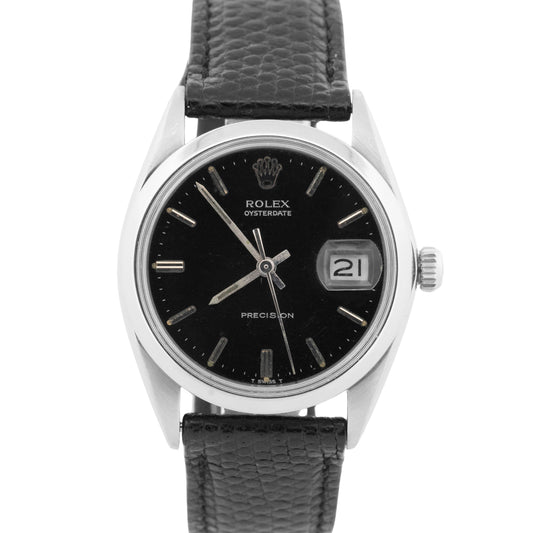 Rolex Oysterdate Precision BLACK Stainless Steel 34mm 6694 Watch