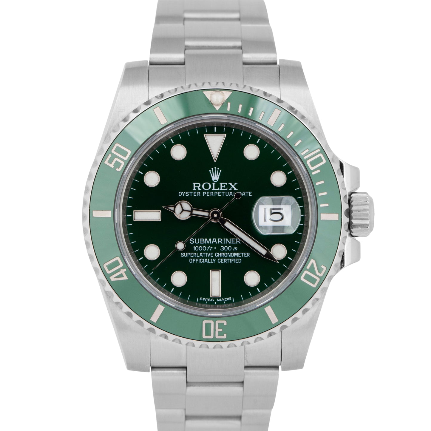 MINT 2018 PAPERS Rolex Submariner Date HULK Green Steel Watch 40mm 116610 LV BOX