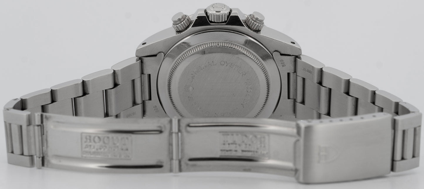 Tudor Oyster Date Chronograph Big Block White 79180 40mm Steel Watch BOX