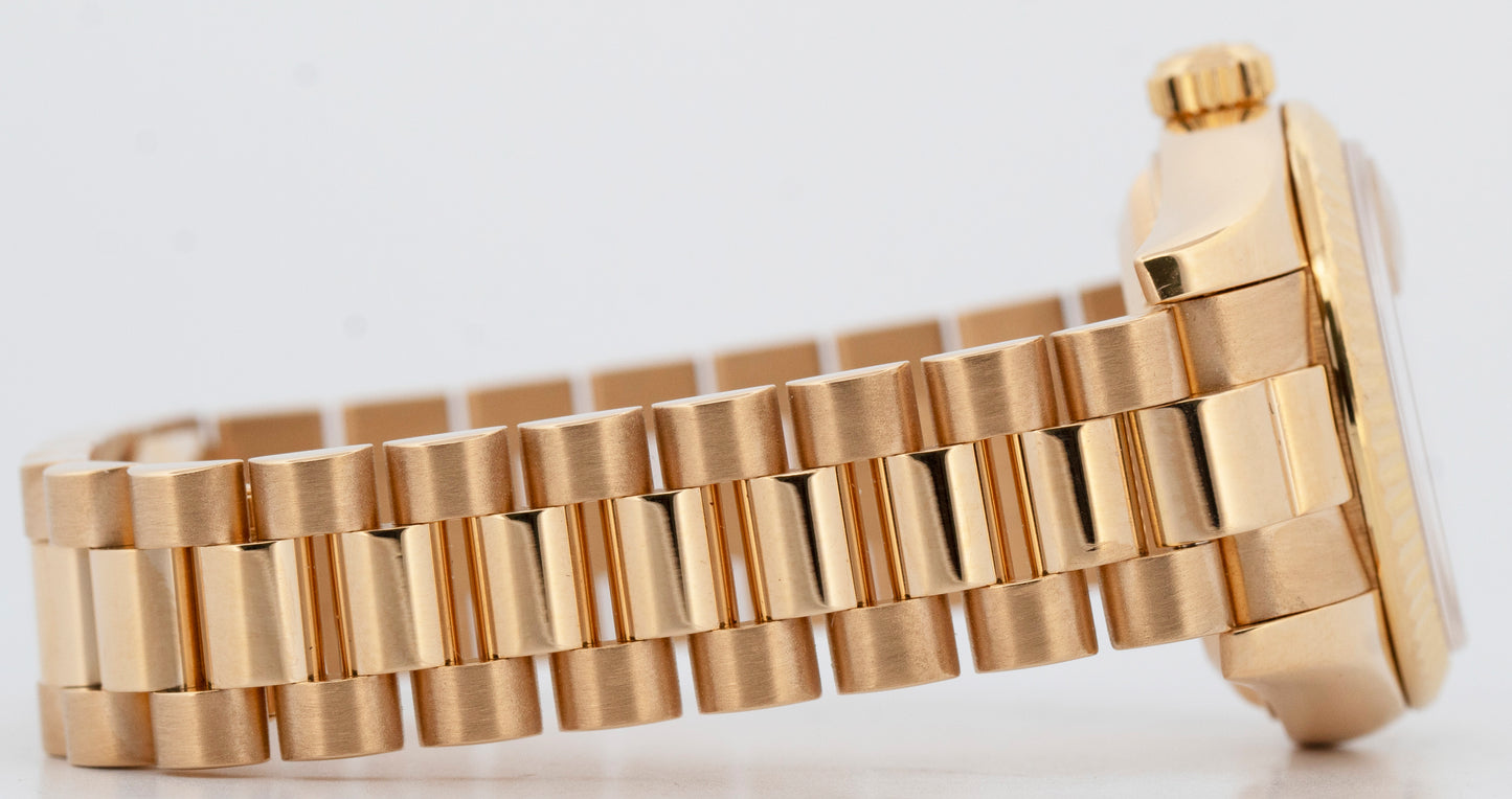 Ladies Rolex DateJust President 26mm Silver 18K Yellow Gold 179178 Watch