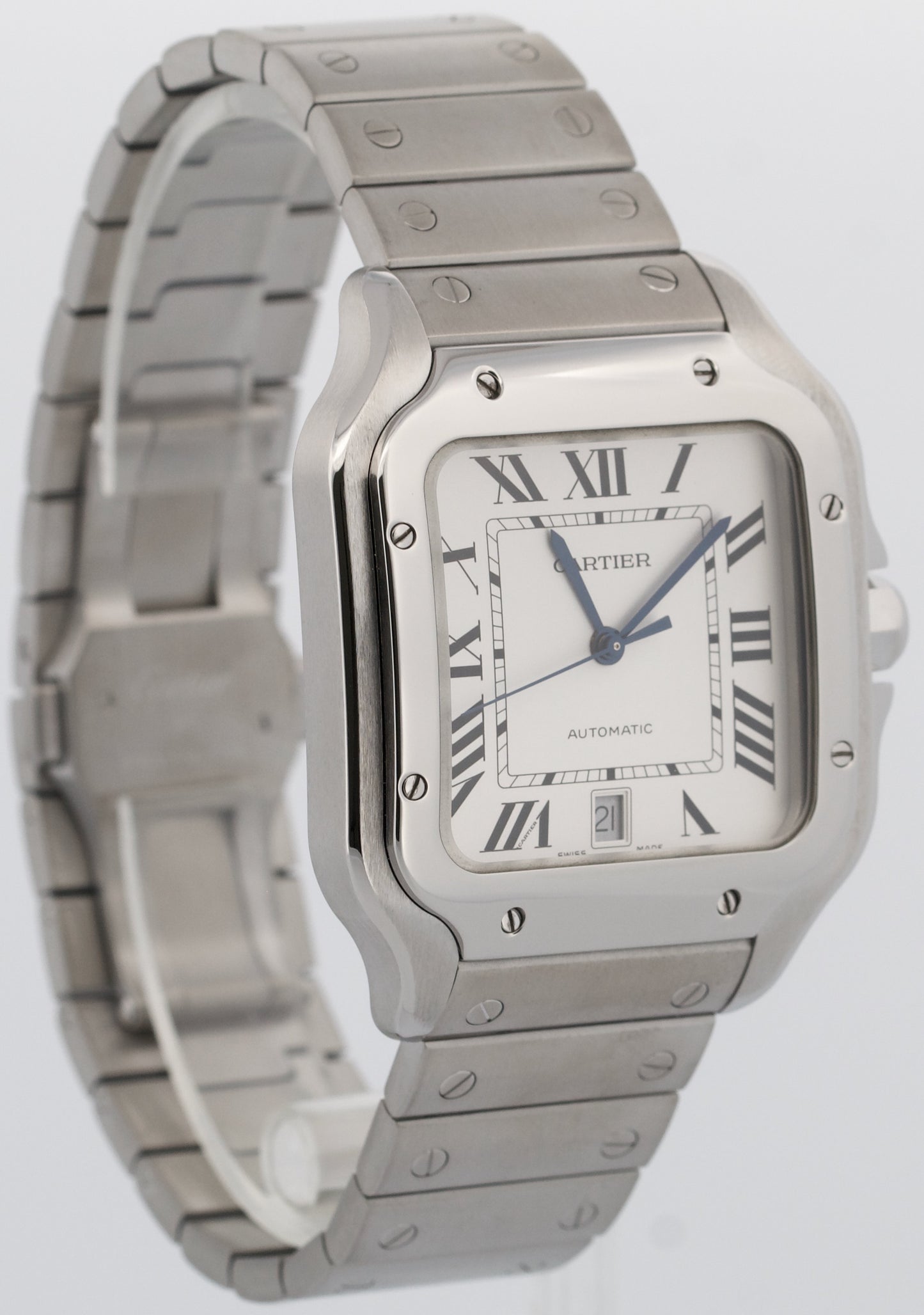 Cartier Santos 39.8mm WHITE ROMAN Automatic Stainless Steel 4072 WSSA0018 Watch