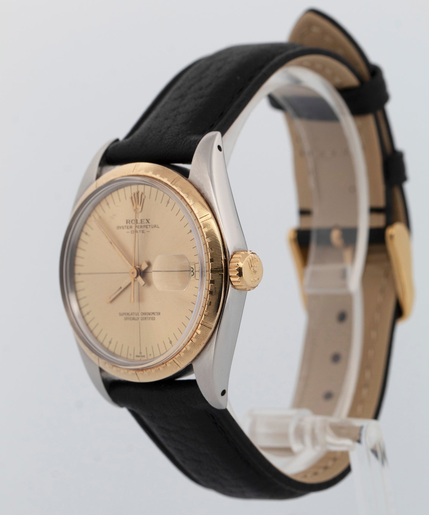 Rolex Oyster Perpetual Date Zephyr CHAMPAGNE Two-Tone Gold Steel 34mm 1512 Watch