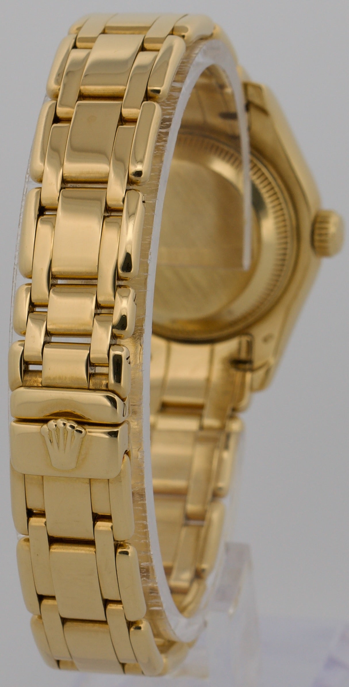 Ladies Rolex DateJust Pearlmaster DIAMOND WHITE ROMAN 18K Yellow Gold 29mm 69318