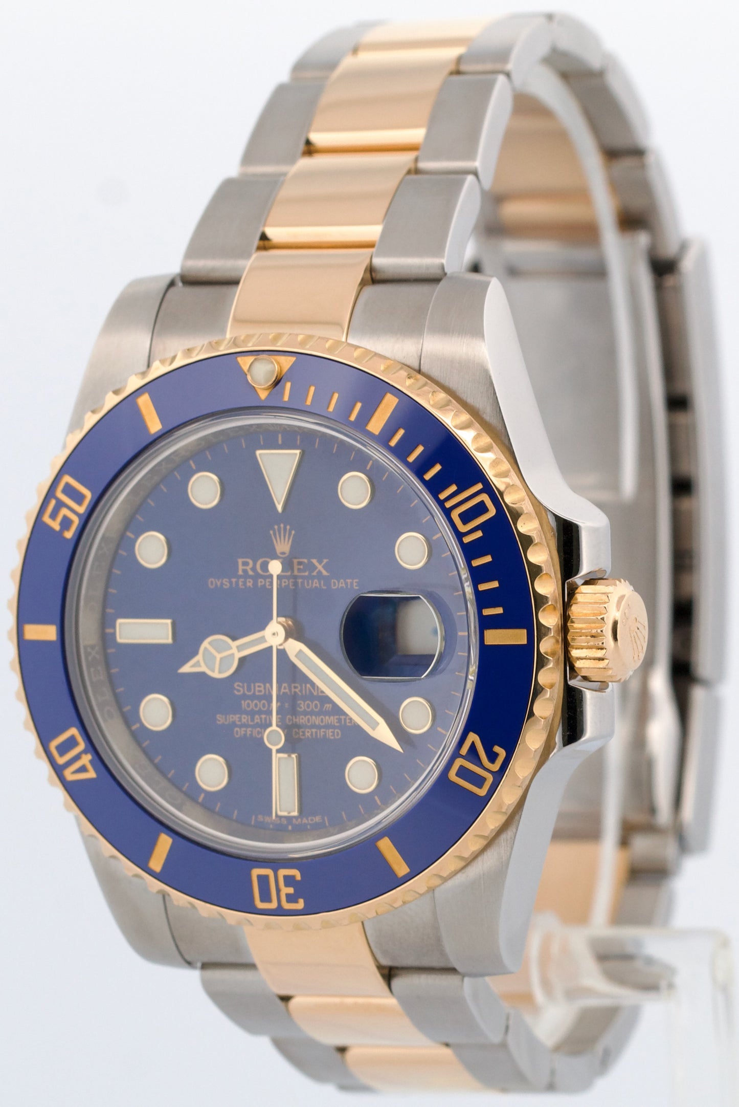 Rolex Submariner Date 18K Yellow Gold Steel BLUE Ceramic 40mm 116613 LB Watch