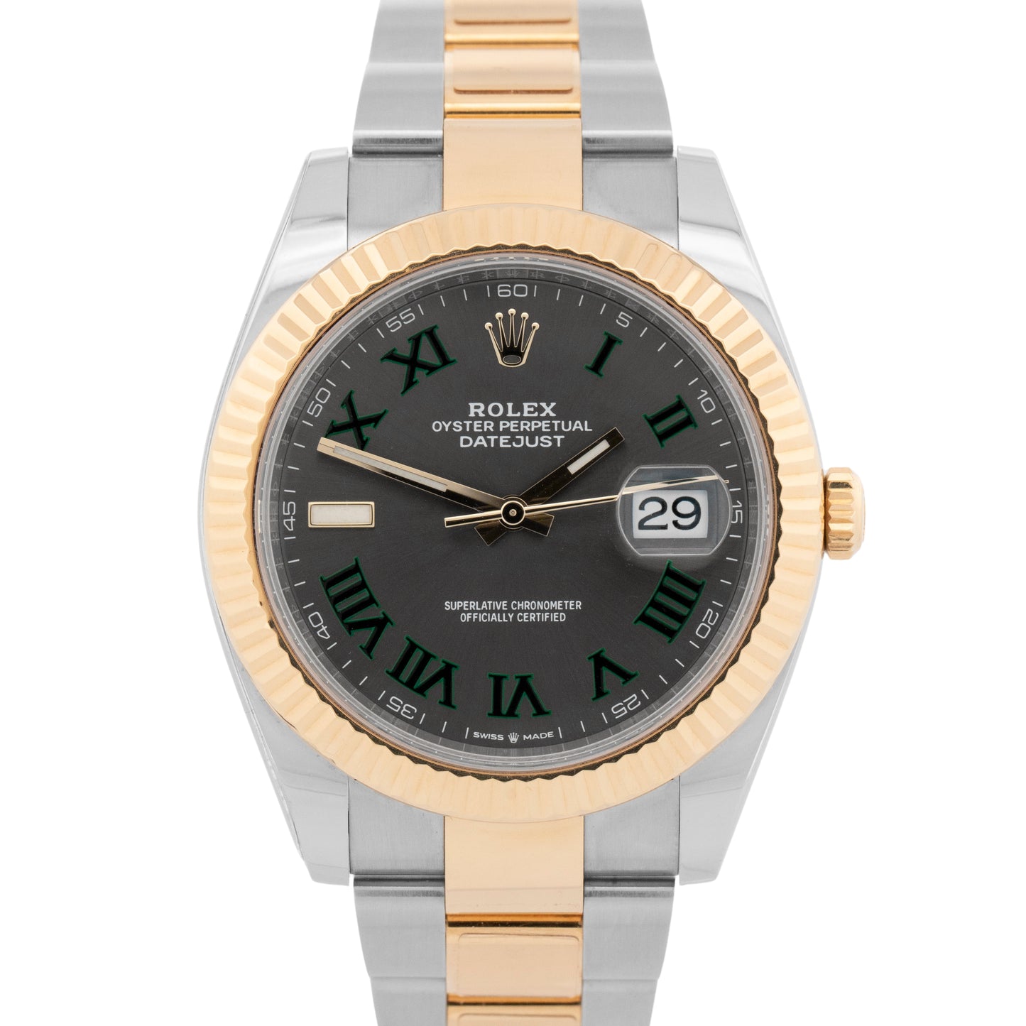 2021 PAPERS Rolex DateJust 41 Two-Tone WIMBLEDON Gold 41mm 126333 Watch BOX
