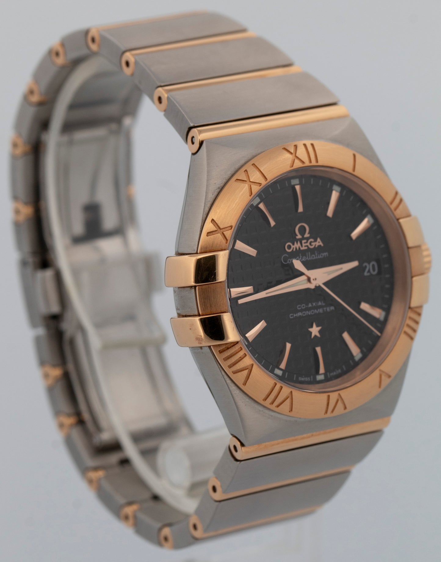 Omega Constellation BLACK Rose Gold Two-Tone 35mm 123.20.35.20.01.001 Watch BOX