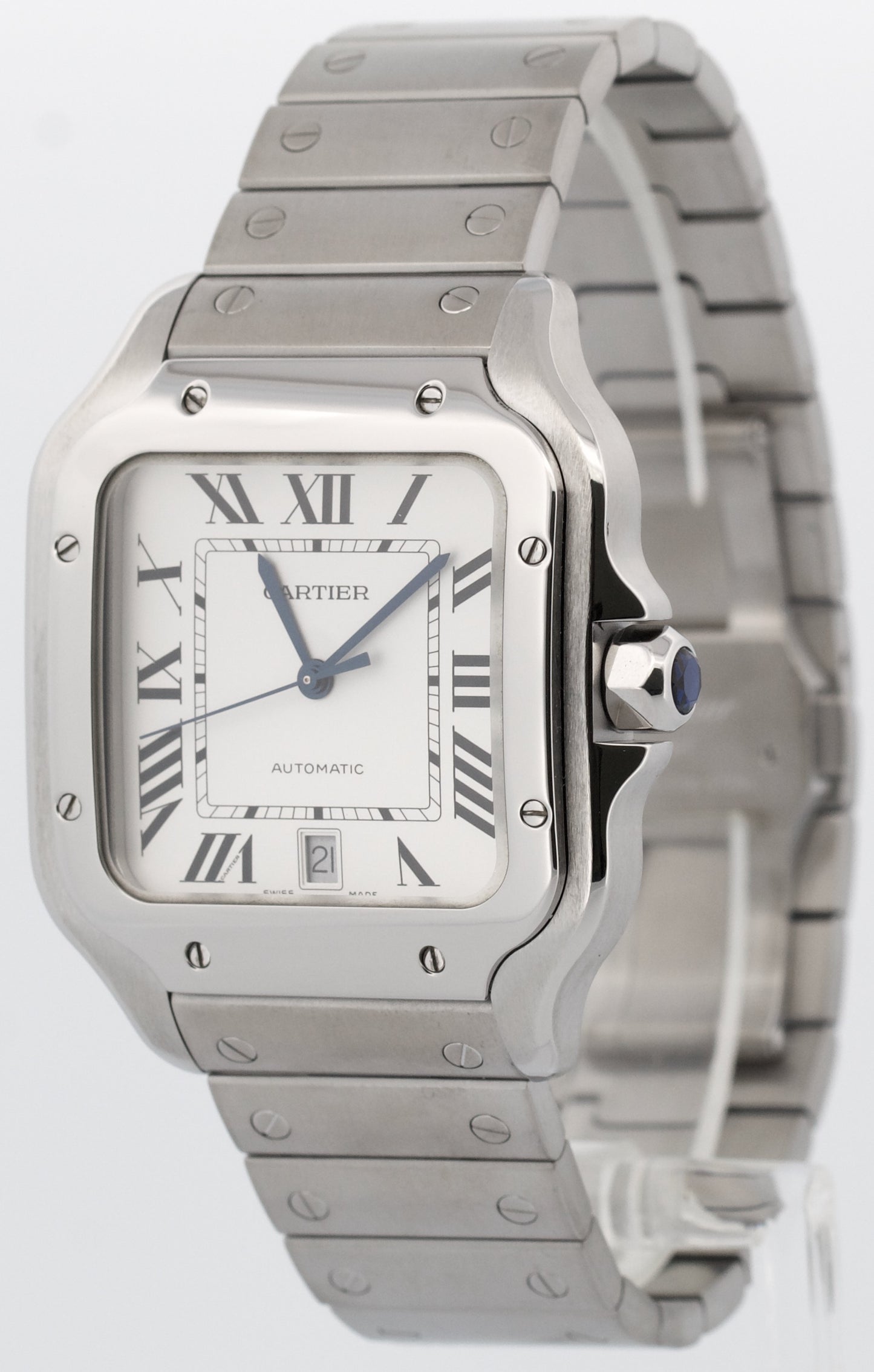 Cartier Santos 39.8mm WHITE ROMAN Automatic Stainless Steel 4072 WSSA0018 Watch