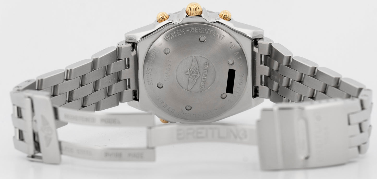 Breitling Windrider Duograph BLACK Two-Tone Gold Steel 38mm B15047 Watch