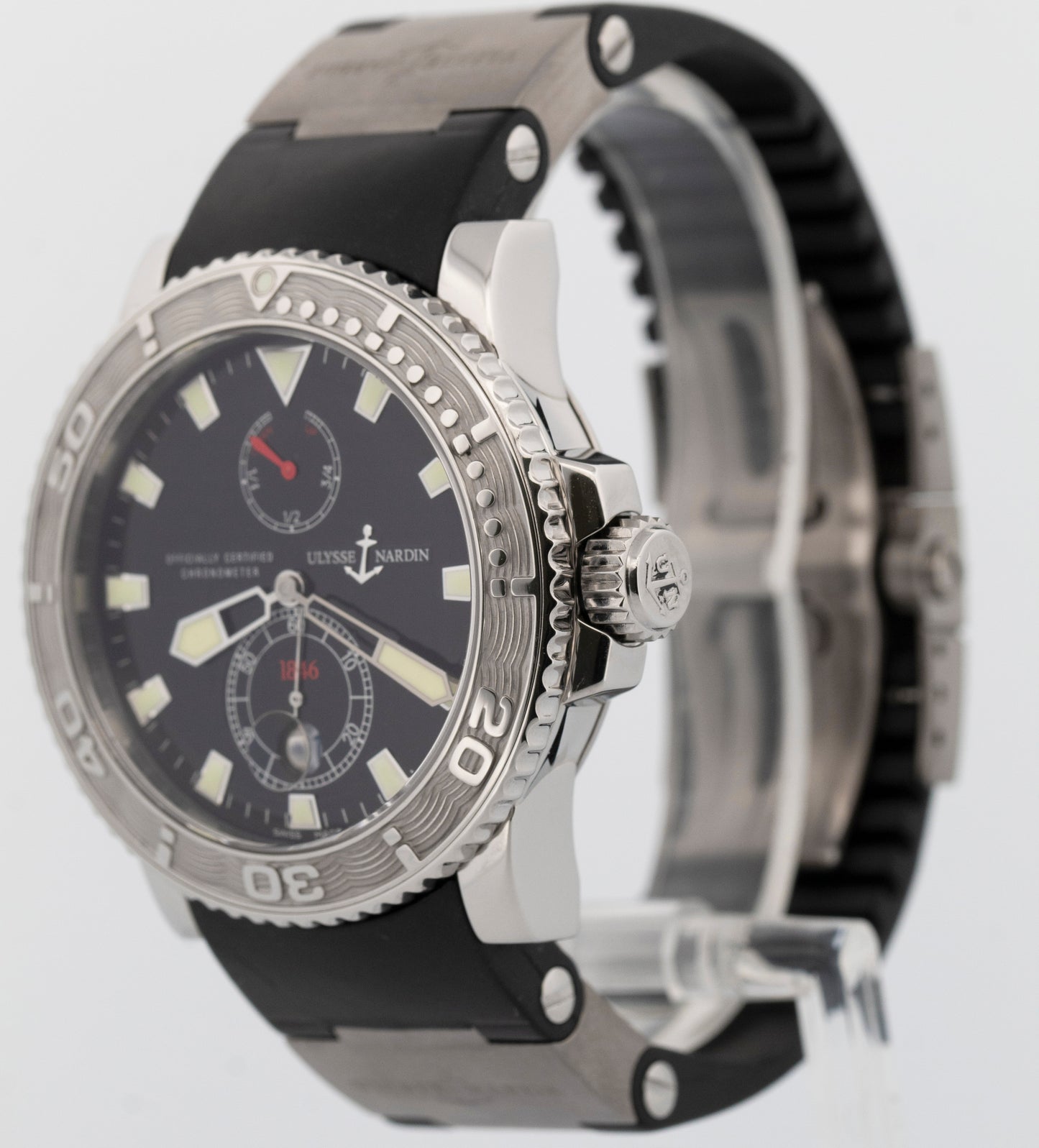 PAPERS Ulysse Nardin Maxi Marine Diver BLACK Steel 43mm 263-33 Watch BOX