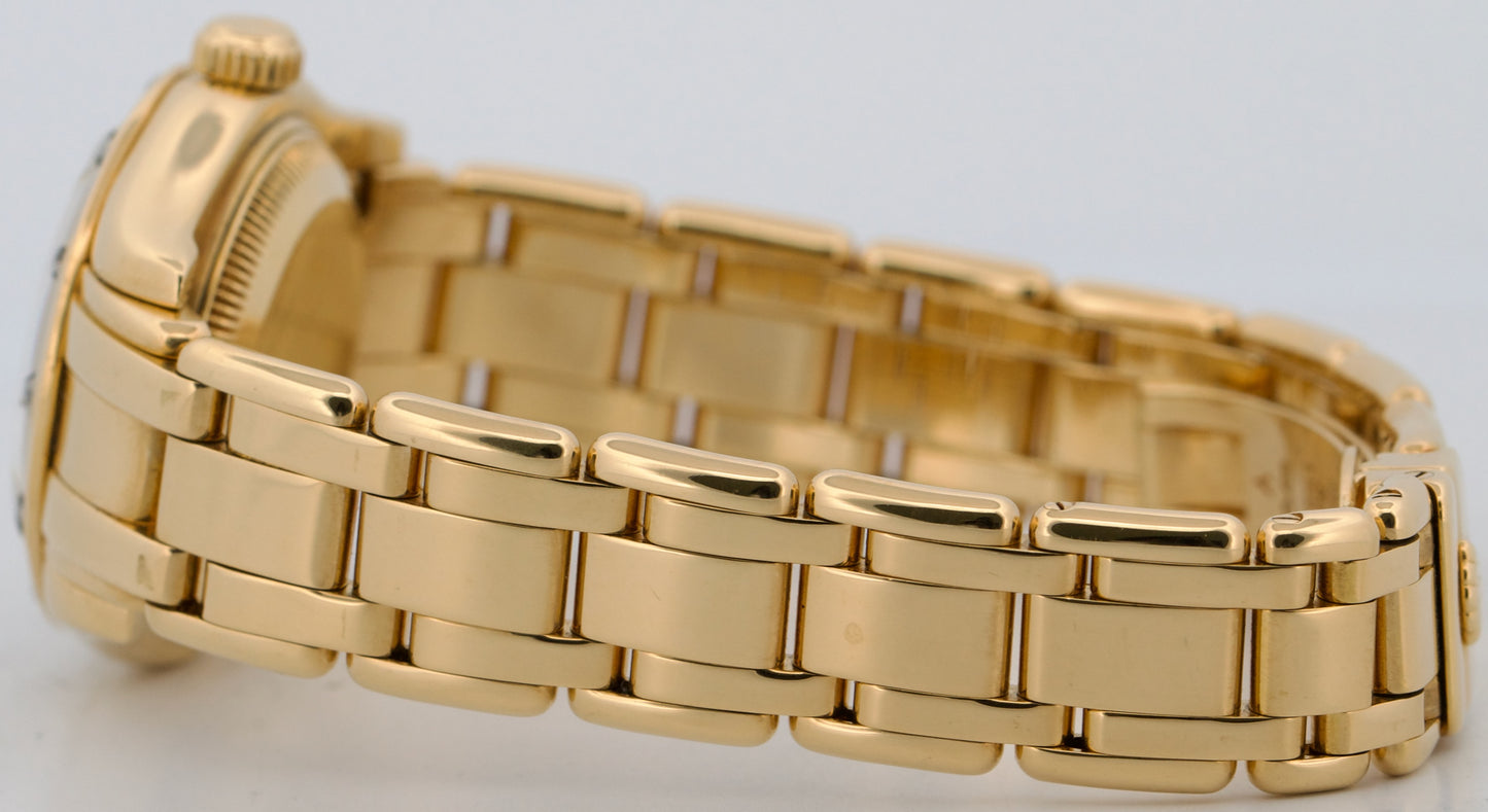 Ladies Rolex DateJust Pearlmaster DIAMOND WHITE ROMAN 18K Yellow Gold 29mm 69318