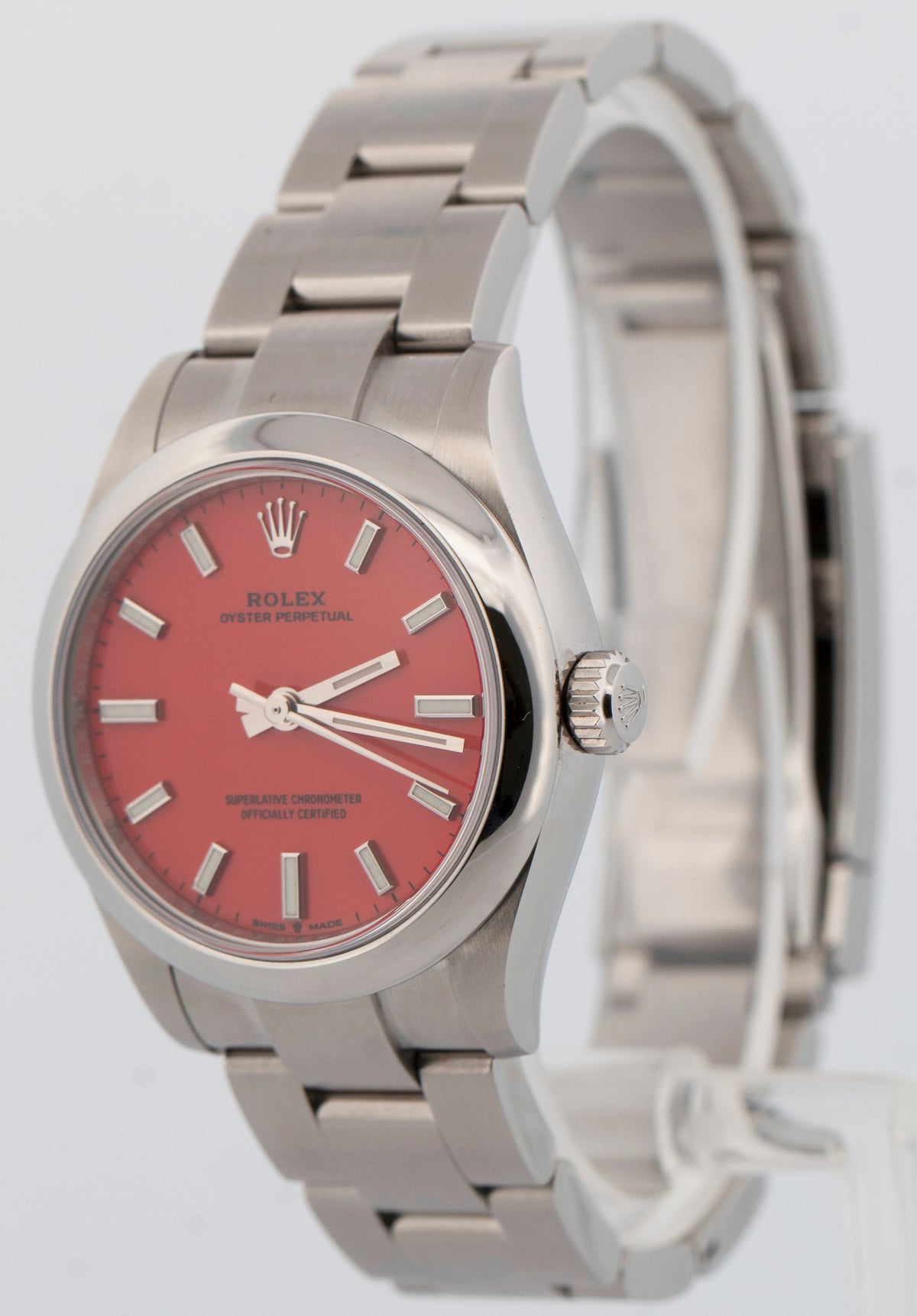 2021 PAPERS Rolex Oyster Perpetual CORAL RED Steel 31mm 277200 Watch BOX