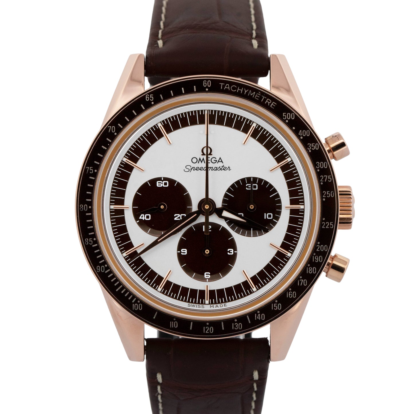 2024 PAPERS Omega Speedmaster 18K Sedna Rose Gold Watch 311.63.40.30.02.001 BOX