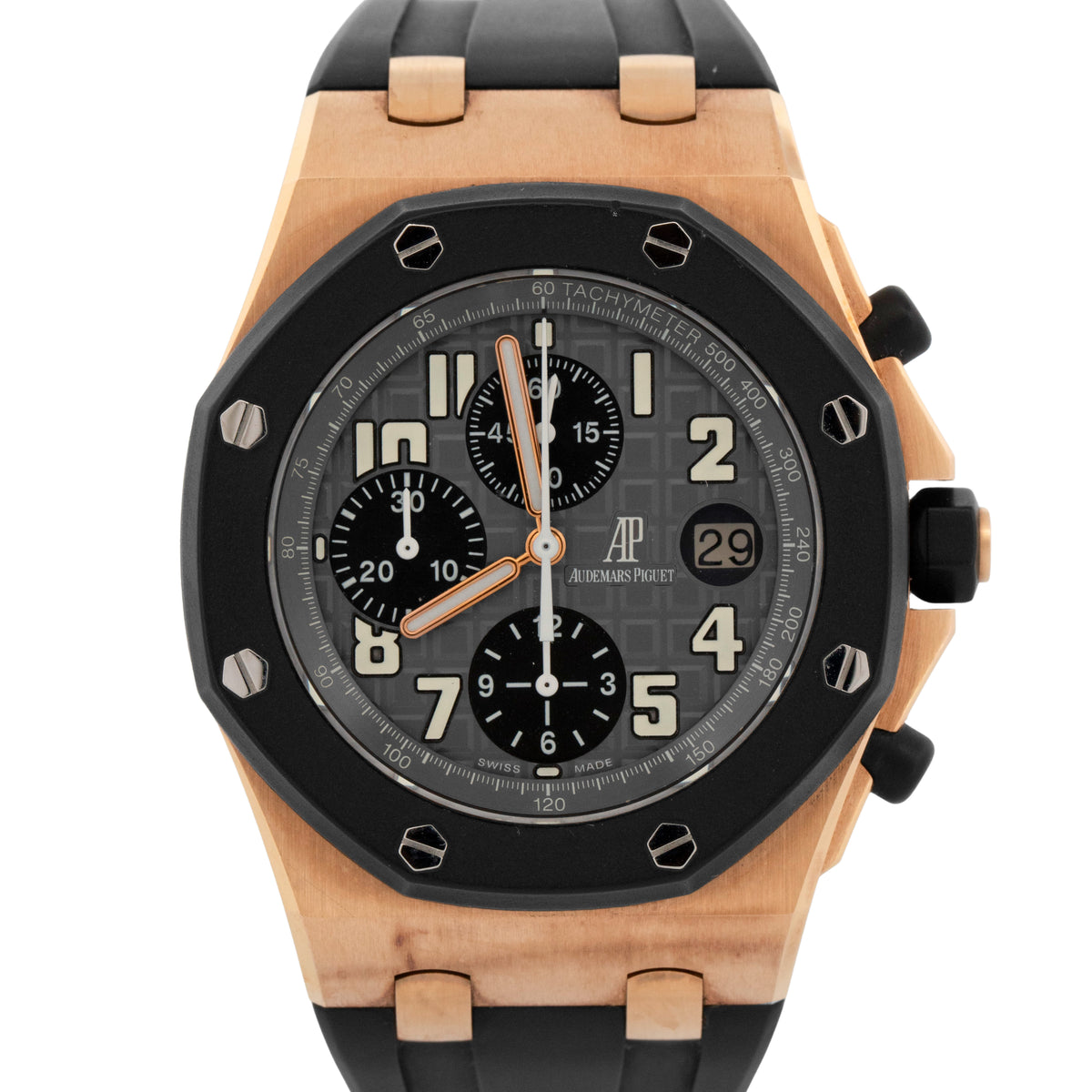 2011 Audemars Piguet Royal Oak Offshore Rubberclad 18K Rose Gold Gray Box Papers