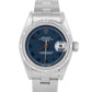 PAPERS Rolex Oyster Perpetual Date BLUE 26mm Engine-Turned Steel Watch 69190 BOX