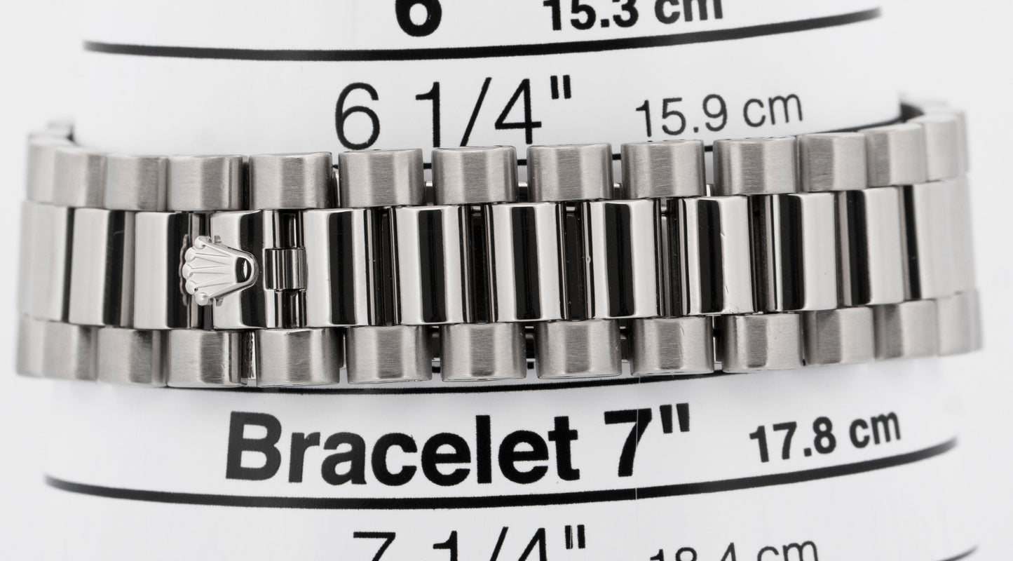 Rolex Day-Date President Black 36mm 18k White Gold Smooth Bezel Watch 118209