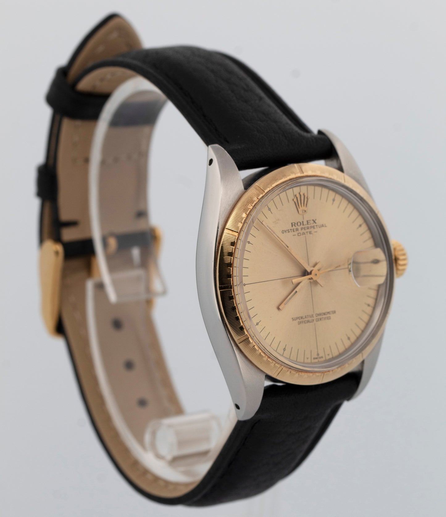 Rolex Oyster Perpetual Date Zephyr CHAMPAGNE Two-Tone Gold Steel 34mm 1512 Watch